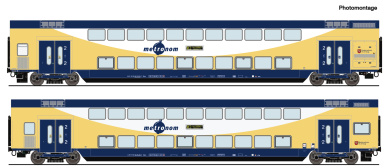 Roco 6220106 (AC) – 2-teiliges Doppelstockwagen-Set DBpza der Metronom 