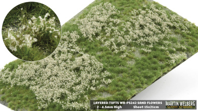 Martin Welberg Scenic Studios PS242 – Geschichtete Grasbüschel mit hellbeigen Blumen, 2-4 mm 