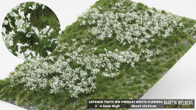 Martin Welberg Scenic Studios PWH242 – Geschichtete Grasbüschel mit weißen Blumen, 2-4 mm 