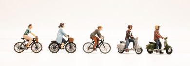 Schrumpfmich R2026R1007 – Rad & Rollerfahrer Set mit 5 Figuren + 5 Fahrzeuge, handbemalt 