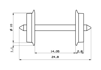 Roco 40178 – AC Radsatz, 10 mm, 2 Stück 