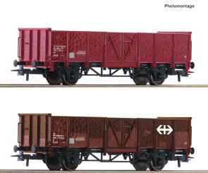 Roco 77034 – 2-tlg. Set Offene Güterwagen der SBB 