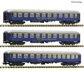 Fleischmann 6260078 (N) – 3-teiliges Schnellzugwagenset der Suisse Train Bleu 
