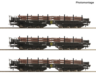 Roco 6600263 – 3-teiliges Set Schwerlast-Flachwagen der NS 