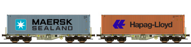 ESU 36604 – 2 Containertragwagen Sgmmns -MAERSK, HAPAG-LLOYD- der D-AAEC 