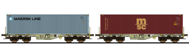 ESU 36605 – 2 Containertragwagen Sgmmns -MAERSK, msc- der D-AAEC 
