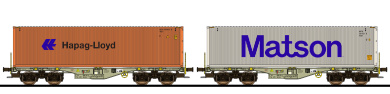 ESU 36608 – 2 Containertragwagen Sgmmns -Hapag-Lloyd, Matson- der D-AAEC 