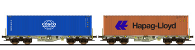 ESU 36610 – 2 Containertragwagen Sgmmns -COSCO, Hapag-Lloyd- der D-AAEC 