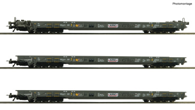 Roco 6600092 – 3-teiliges Niederflurwagen-Set -Rollende Autobahn- der HUPAC 