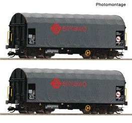 Roco 6680058 (TT) – 2-tlg. Set: Schiebeplanenwagen, Ermewa 