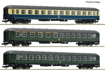 Roco 6200323 (DC) – 3-teiliges Reisezugwagen-Set 2 D 202 „Loreley Express“ der DB 
