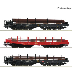 Roco 6600350 (DC) – 3-teiliges Güterwagen-Set 1 „Stahlzug“ der DB AG/OnRail 