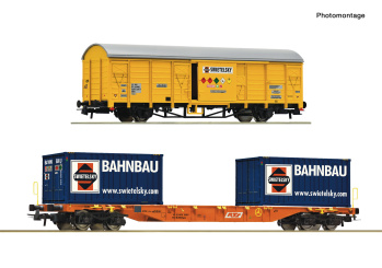 Roco 6600376 (DC) – 2-teiliges Bauzugwagen-Set der RTS/Swietelsky 