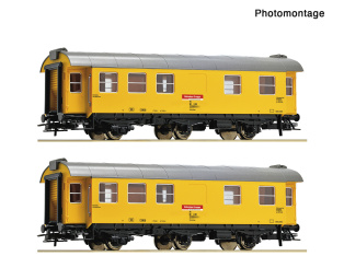 Roco 6200266 (DC) – 2-teiliges Bauzugwagen-Set der DB Bahnbau Gruppe 
