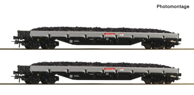 Roco 6600374 (DC) – 2-teiliges Rungenwagen-Set der DB Bahnbau Gruppe 