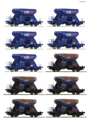 Roco 6600394 (DC) – 10-teiliges Display: Schotterwagen der Railpro 