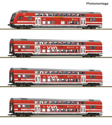 Roco 6210319 (DC) – 4-teiliges Doppelstockwagen-Set der DB AG, digital 