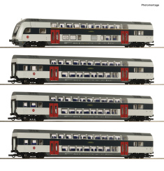 Roco 6210308 (DC) – 4-teiliges Doppelstockwagen-Set der DSB, digital 