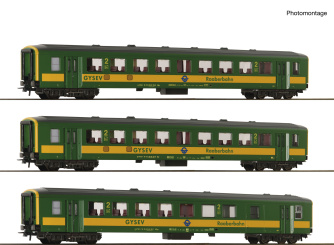 Roco 6200086 (DC) – 3-teiliges Schlierenwagen-Set der GYSEV 