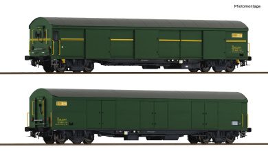 Roco 6600241 (DC) – 2-teiliges Paket-Postwagen-Set der PTT 