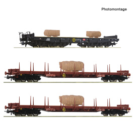 Roco 6600478 (DC) – 3-teiliges Güterwagen-Set 2 „Marmorzug“ der FS 