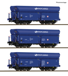 Roco 6600494 (DC) – 3-teiliges Selbstentladewagen-Set der PKP Cargo 