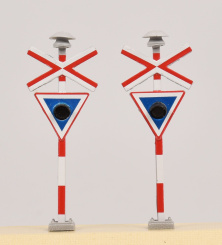 Dekas DK-878104 (H0) – Bahnübergang-Signal, mit Einzelgleis-Kreuz, mit Glocke 