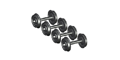 ESU 41200 (AC) – 4x Scheibenradsatz für Spitzenlagerung, Personenzugwagen, D=10,8mm, Achslänge 23,1mm 