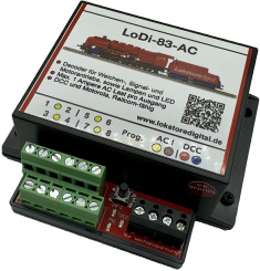 Lokstoredigital LoDi230 – LoDi-83-AC, DCC-Schaltdecoder für Wechselstromantriebe 