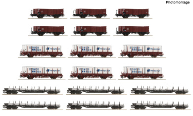 Roco 6600335 – DB 18er-Wagendisplay Rangierbahnhof – offene Güterwagen 