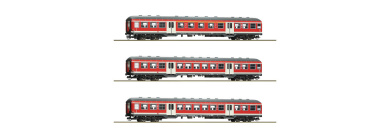 Roco 6280021 (TT) – DB AG Nahverkehrswagen, 3er-Set, verkehrsrot, Epoche VI 