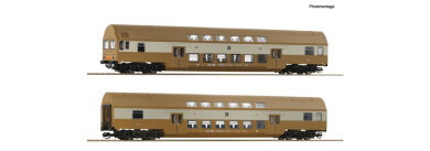 Roco 6280025 (TT) – DR Doppelstockwagen mit Steuerwagen, 2er-Set, Epoche IV 