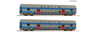Roco 6280044 (TT) – ČD Doppelstockwagen Bmto, 2er-Set, Epoche V 
