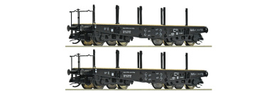 Roco 6680034 (TT) – DRG Schwerlast-Flachwagen SSys, 2er-Set, Epoche II 