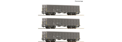 Roco 6600203 – SNCF offene Güterwagen Fas, 3er-Set, Epoche V–VI 