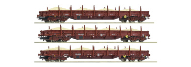 Roco 77042 – 3er-Set 2 Sandzug, Flachwagen Res, DR 