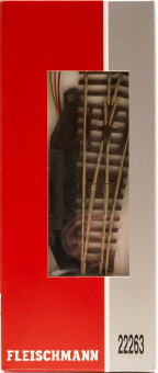 Fleischmann 22263 (N) – Elektrische Weiche 15°, rechts, ohne Schotterbett.  