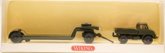Wiking 6960835 (1:87) – Unimog U 406 mit Tieflader -Bundeswehr- 