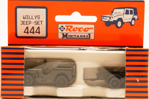 Roco 444 (1:87) – Minitanks Jeep+Anhänger  