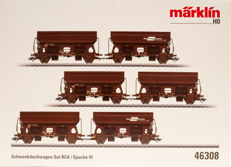 Märklin 46308 – 6-teiliges Schwenkdachwagen-Set Tdrrs der Rail Cargo Austria (RCA) 