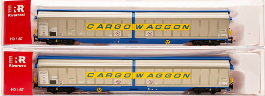Rivarossi HR6599 – 2-teiliges Schiebewandwagen-Set Habbis CARGOWAGGON der DB 