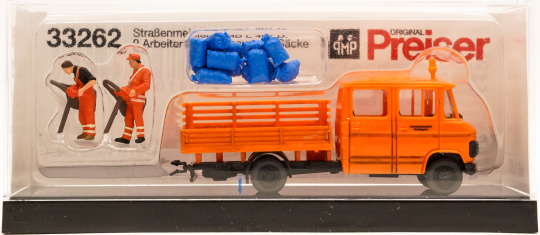 Preiser 33262 (1:87) – Mercedes-Benz L 407 D,Straßenmeisterei mit Miniaturfiguren 