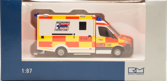 Rietze 76146 (1:87) – Mercedes-Benz Sprinter WAS RTW 18 Rettungsdienst Bäuerle Ambulanz Augsburg 