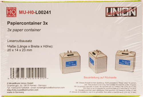 Modellbahn Union L00241 (1:87) – Papiercontainer (3 Stück) 