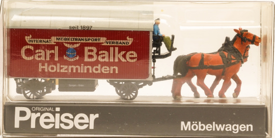 Preiser 455 (1:87) – Pferdefuhrwerk Möbelwagen Carl Balke 