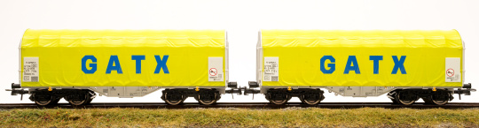 Roco 76055 (AC) – 2-teiliges Schiebeplanenwagen-Set Shimmns der GATX 