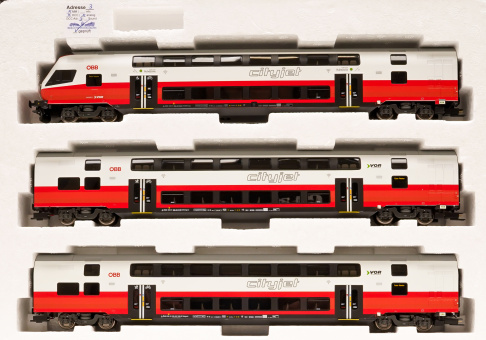 Jägerndorfer 16650 (AC) – 3-teilige Doppelstockwagen-Garnitur cityjet der ÖBB, digital (DCC/MM) & Innenbeleuchtung 