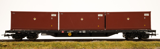 Rivarossi HR6164 – Rungenwagen Rs der DB AG, beladen mit drei 20ft-Containern 