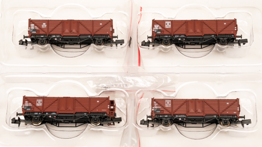 Modellbahn Union MU-N-G10001 – 4-teiliges Offenes Güterwagen-Set Omm 37 der DB 