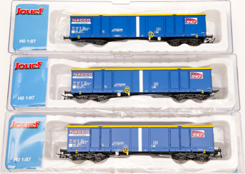 Jouef HJ6293 – 3-teiliges Hochbordwagen-Set Eamnos der NACCO eingestellt bei der SNCF 
